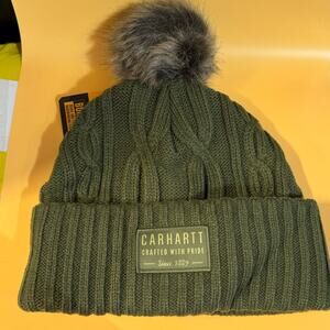 Carhartt Beanie/Hat; Women’s Sage/Green Knit Pom-pom Beanie Hat NWT